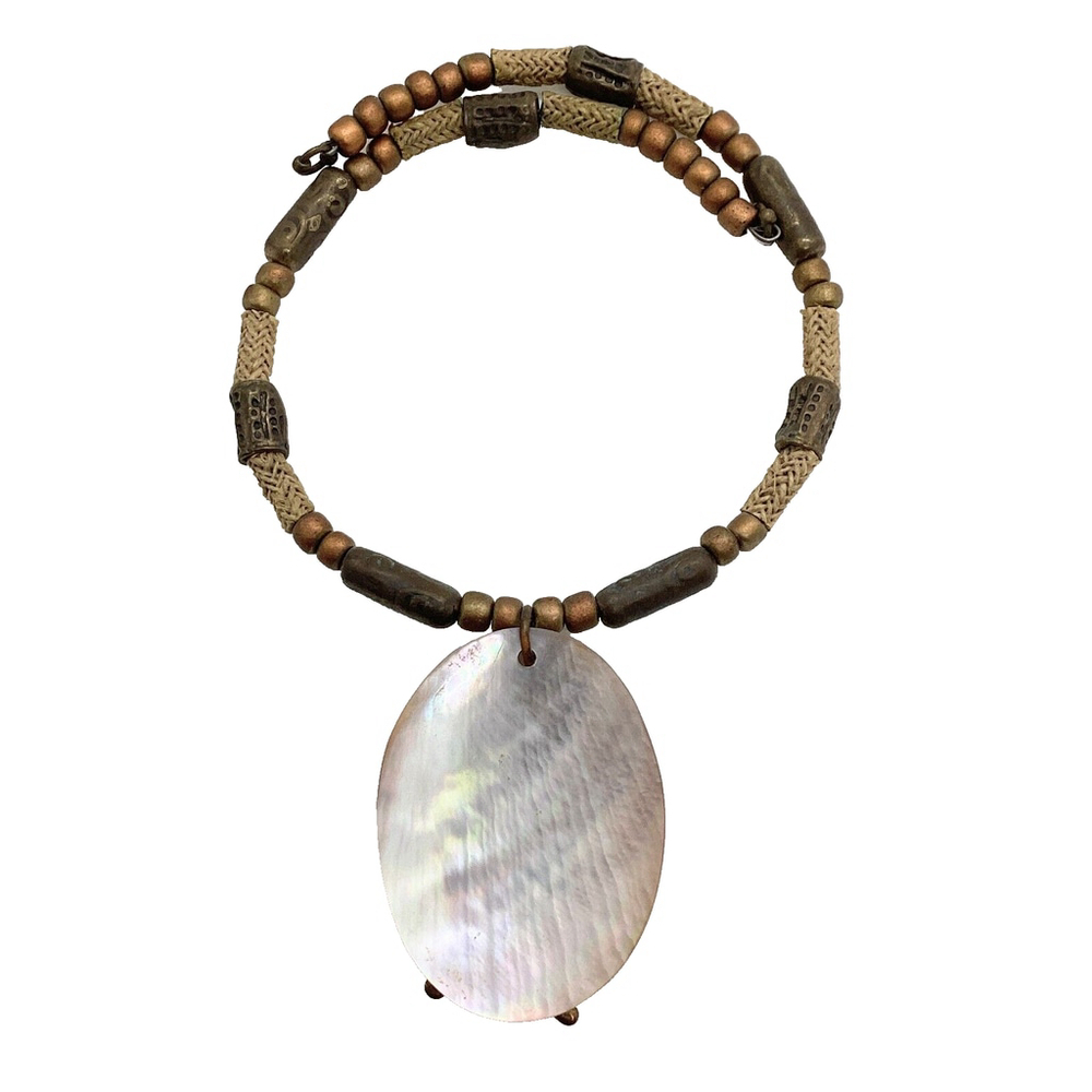 Boho Choker Necklace Primitive Fish Abalone Shell Various Beads - Picture 5 of 5